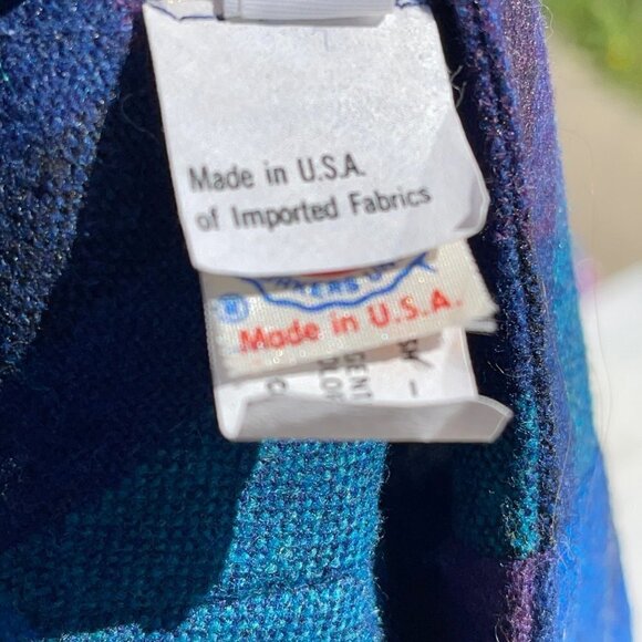 Vintage SIZE 24" WAIST Union-Made Pleated Plaid Unlined Blue/Purple Midi Skirt - Picture 4 of 6